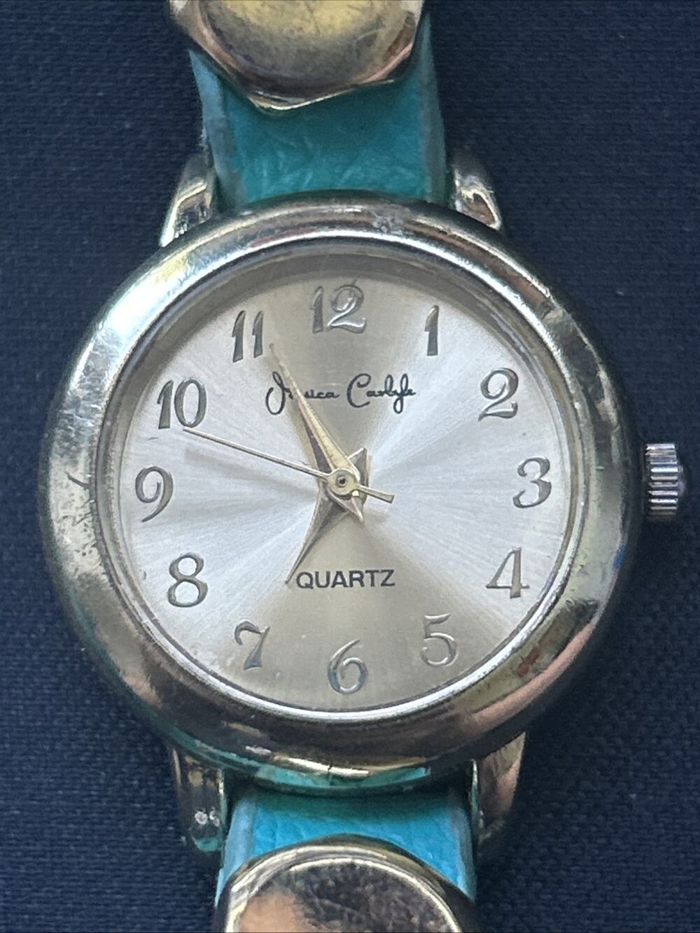 Jessica Carlyle Gold Tone Teal Band Wrap Style Women’s Watch